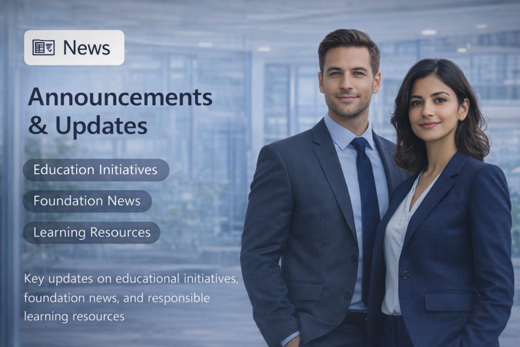 Hope Investment Education Foundation news page image featuring professional team and modern office background with announcements and updates